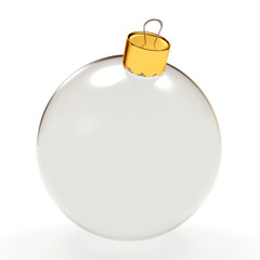 Christmas decoration. Glass transparent Christmas ball isolated on white background. 3D illustration