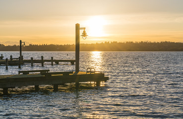 Fototapeta na wymiar beautiful yatch dock in the sunset.