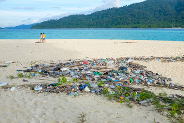 Fototapeta na wymiar Pollution garbage on the beach