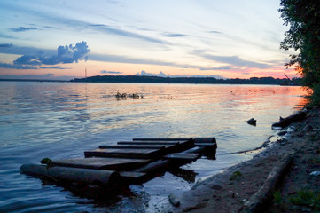 Beautiful sunset on the river