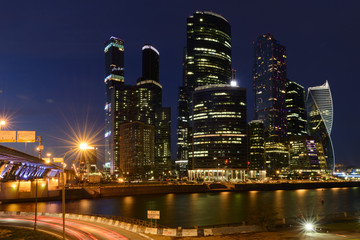 Fototapeta na wymiar Moscow view of the skyscrapers of business center Moscow-City