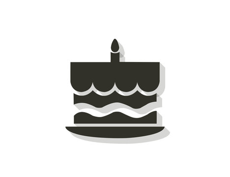 Vector desert cake icon with long shadow effect