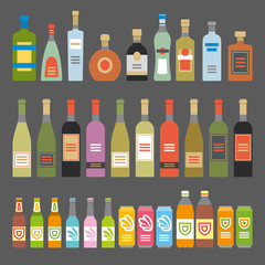 Flat Icons Alcoholic Beverages
