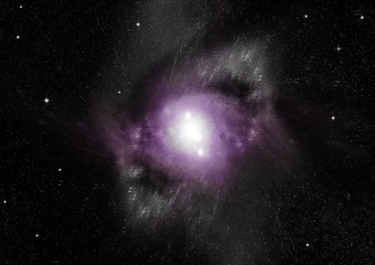 Stars, dust and gas nebula in a far galaxy