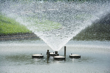 fountain in the park and motion blur