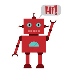 Vector illustration of a toy Robot with text HI!