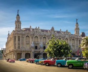  Cuban colorful vintage cars in front of the Gran Teatro - Havana © diegograndi