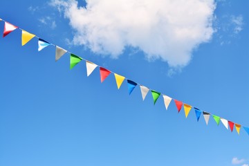 Pennant flags and blue sky