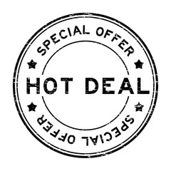 Grunge black special offer and hot deal rubber stamp