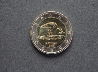 White stork coin from Latvia