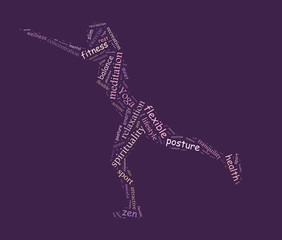 Fototapeta premium Yoga word cloud in shape of the woman