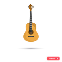 Fototapeta premium Acoustic guitar music instrument. Color flat icon
