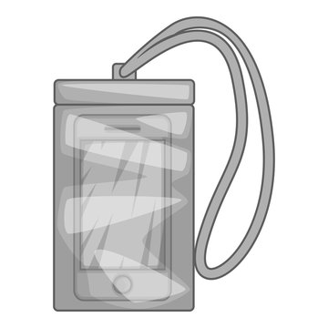 Waterproof Phone Case Icon. Gray Monochrome Illustration Of Case Vector Icon For Web Design