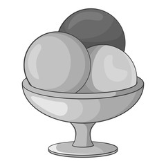 Ice cream balls icon. Gray monochrome illustration of ice cream vector icon for web design