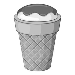 Delicious ice cream icon. Gray monochrome illustration of ice cream vector icon for web design