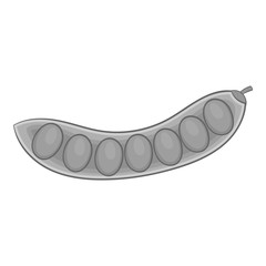 Pea pod icon. Gray monochrome illustration of pea vector icon for web design