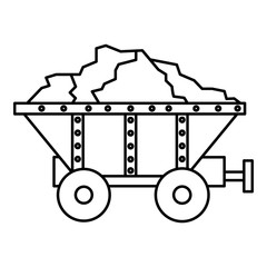 Small coal trolley icon. Outline illustration of small coal trolley vector icon for web