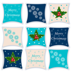 Christmas set of pillows. Pillow isolated on white background. Vector illustration - 125275557