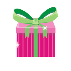 Christmas Pink Gift Box with Green Bow