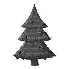 Fir tree icon. Gray monochrome illustration of fir tree vector icon for web