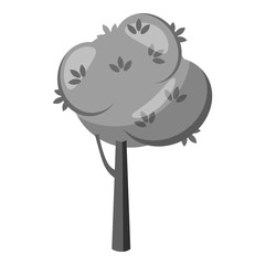 Tree with spherical crown icon. Gray monochrome illustration of tree with spherical crown vector icon for web
