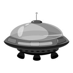 Ufo saucer icon. Gray monochrome illustration of ufo saucer vector icon for web