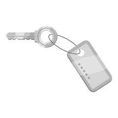 Hotel key icon. Gray monochrome illustration of hotel key vector icon for web