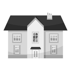 Two storey house icon. Gray monochrome illustration of two storey house vector icon for web