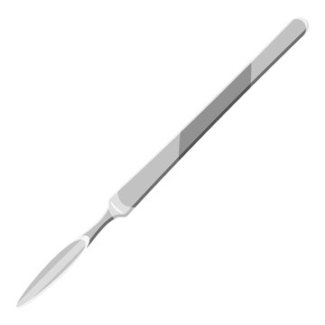 Scalpel icon. Gray monochrome illustration of scalpel vector icon for web