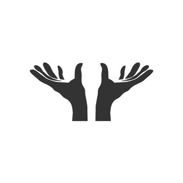 Open hands outline icon vector illustration