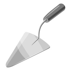 Construction trowel icon. Gray monochrome illustration of construction trowel vector icon for web