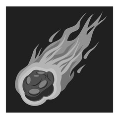 Falling meteorite icon. Gray monochrome illustration of falling meteorite vector icon for web