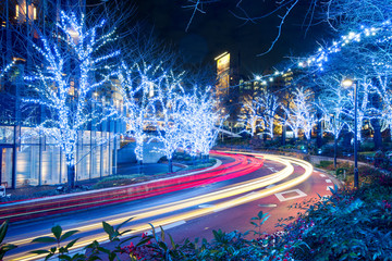 Naklejka premium Winter Illumination in Tokyo near Roppongi Hills