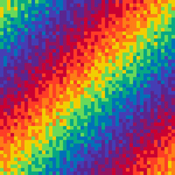 Pixel Rainbow Background Seamless Pattern