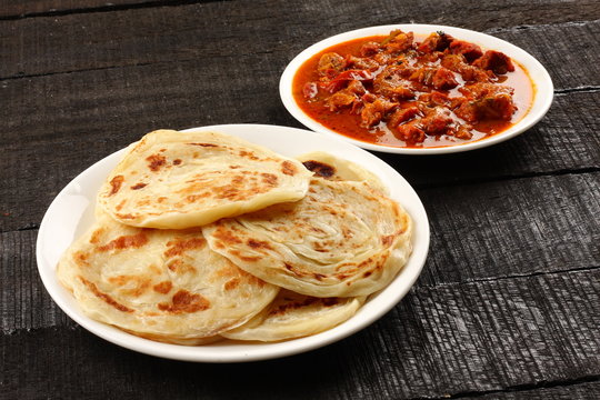 Delicious paratha and mutton roast dish 