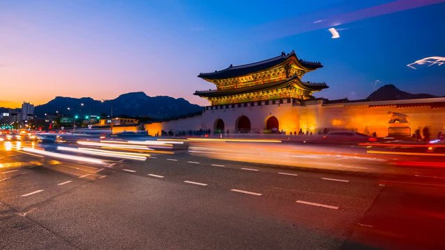 Time lapse traffic at night in Seoul City ,South korea.