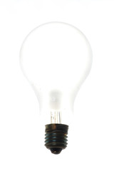 WHITE LIGHT BULB
Plan view of translucent light bulb with black metal screw cap.