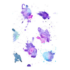 Colorful abstract watercolor texture with splashes and spatters. Modern creative watercolor background for trendy design.
