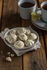 Meringue cookies. Selective focus