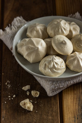 Meringue cookies. Selective focus