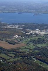 Fototapeta premium aerial view of a golf course in Orillia Ontario, Canada