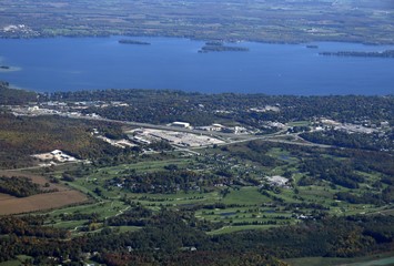 Fototapeta premium aerial view of a golf course in Orillia Ontario, Canada