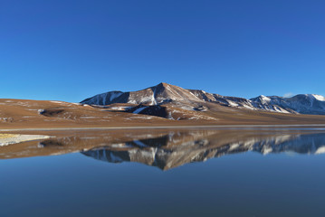 Lake Lejia with mountains in the background.