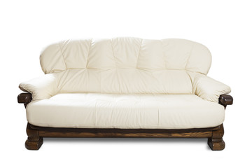 white classical sofa on white background.