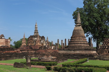 Fototapeta na wymiar Sukhothai historical park, Wat Mahathat, Unesco world heritage, Sukhothai Thailand