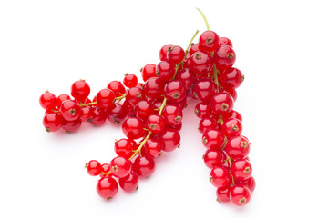 Red Currant close up isolated on white.