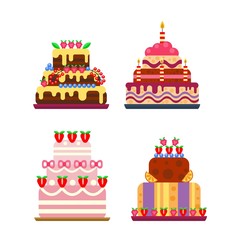 Cream birthday cake pie vector.