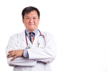Confident matured Asian doctor with folded arms