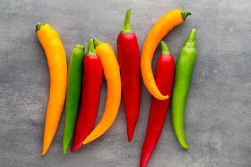 Chilli pepper on the grey background.