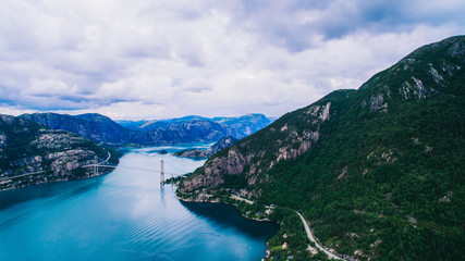 Obraz premium Norway, aerial photos, landscape, sea, mountains,